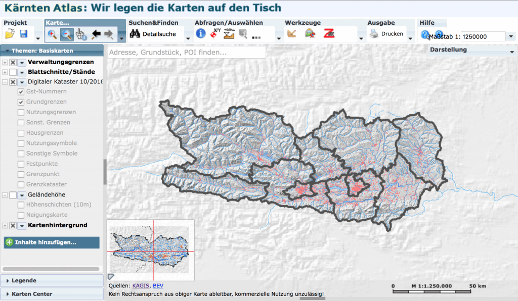 KAGIS - Kärnten Atlas mit Daten der geo-line
