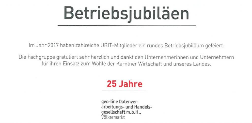 geo-line Betriebsjubiläum